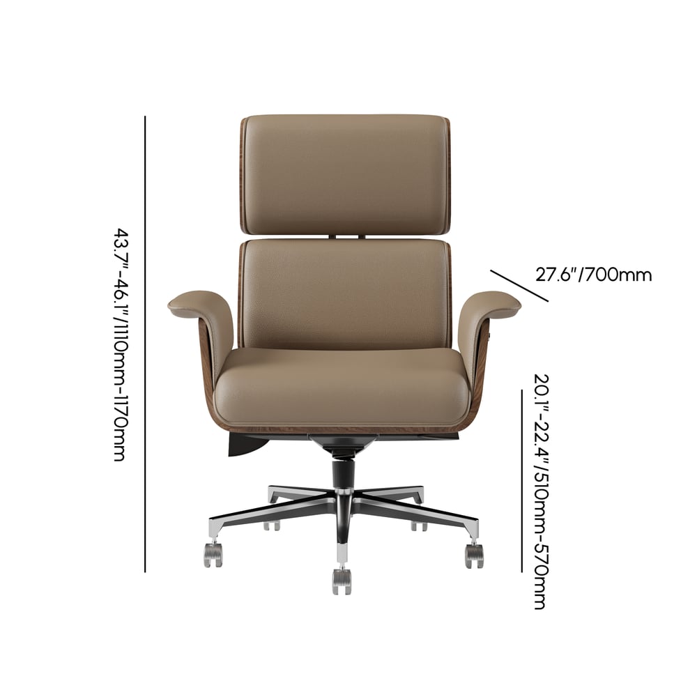 Modern Khaki Home Office Chair Swivel Upholstered Wooden Desk Chair Adjustable Height weights dimensions image