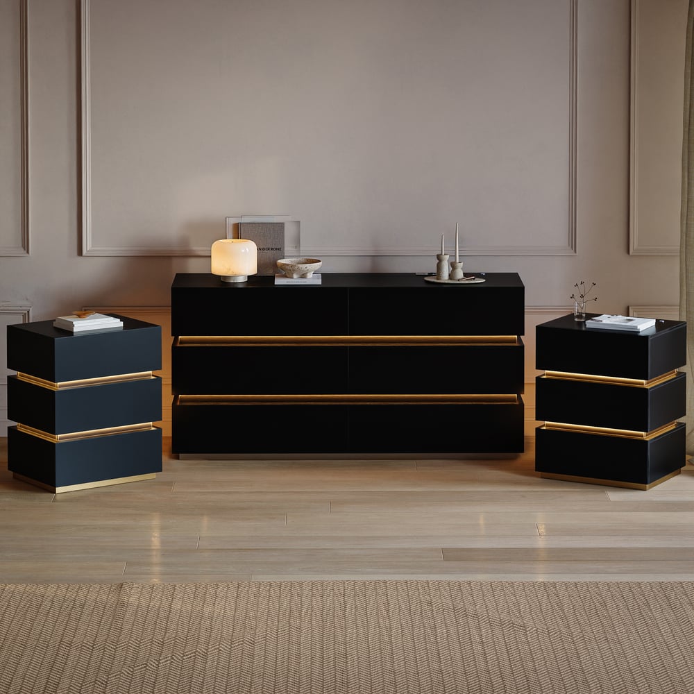 Lumio 1500mm LED 6-Drawer Dresser with Charging Station window image