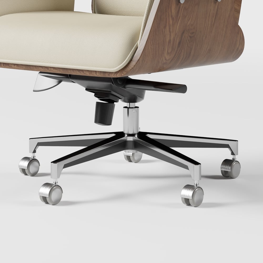 Modern White Standing Computer Desk & Upholstered Swivel Task Chair Set (59.8" ) window image