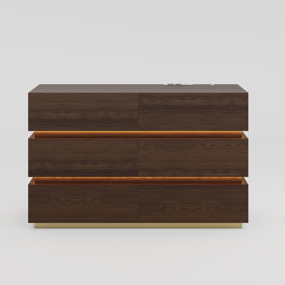 Lumio 1200mm LED 6-Drawer Dresser with Charging Station window image