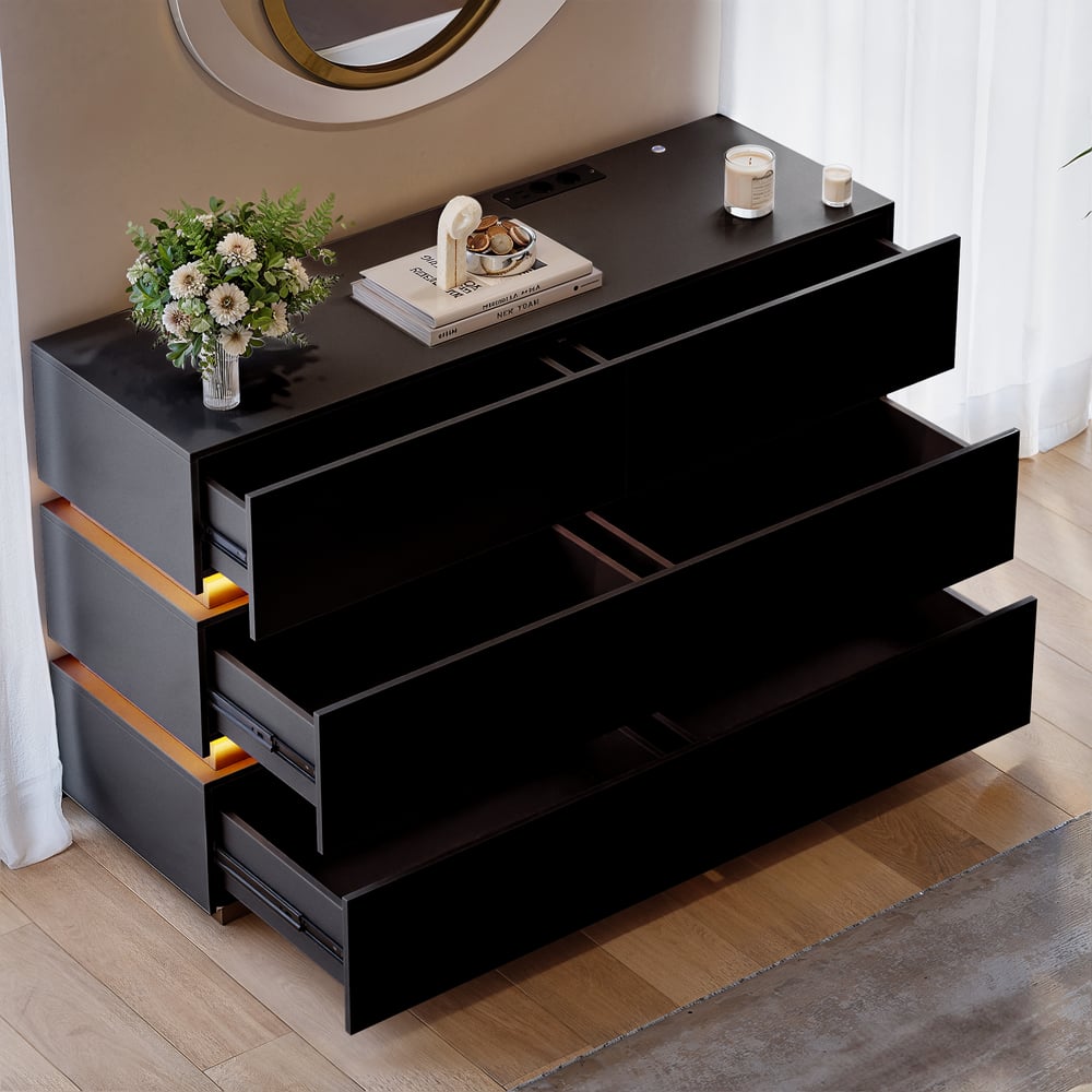 Lumio 1200mm LED 6-Drawer Dresser with Charging Station window image