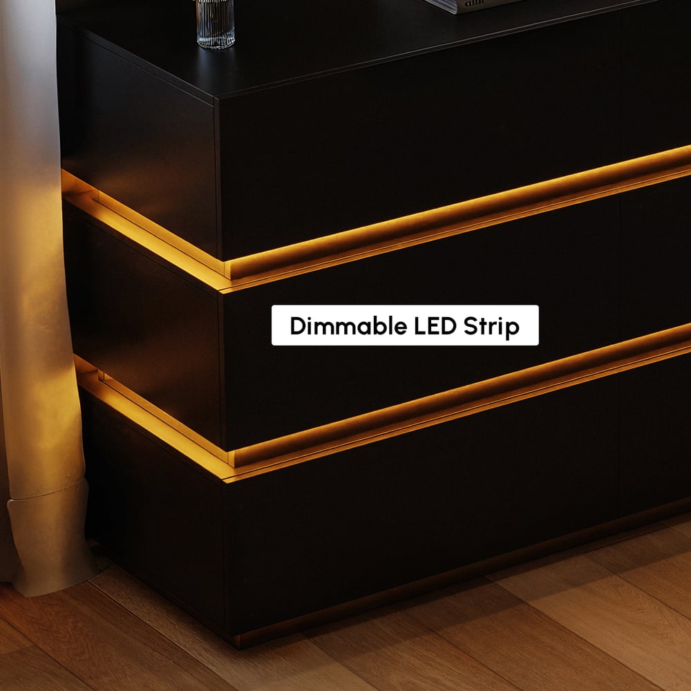 Lumio 1200mm LED 6-Drawer Dresser with Charging Station window image