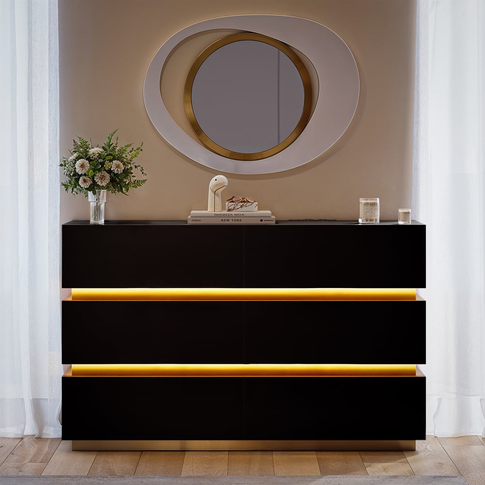 Lumio 1200mm LED 6-Drawer Dresser with Charging Station window image