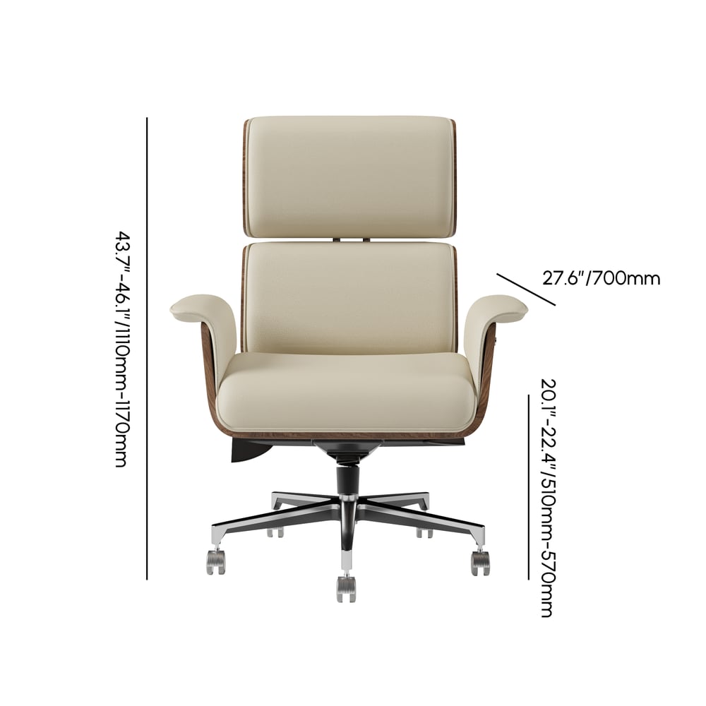 Modern Off White Home Office Chair Upholstered Swivel Task Office Chair High Back weights dimensions image
