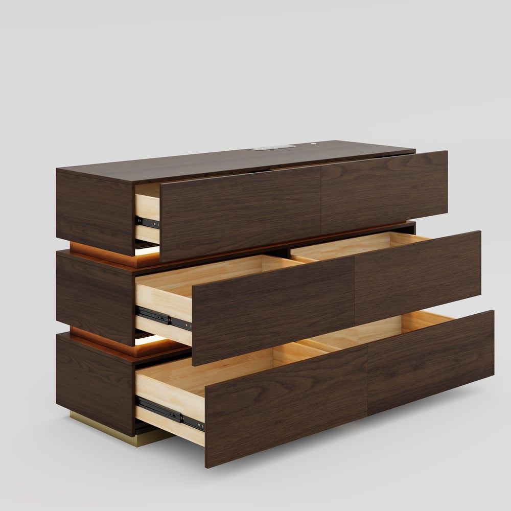 Lumio 1200mm LED 6-Drawer Dresser with Charging Station window image