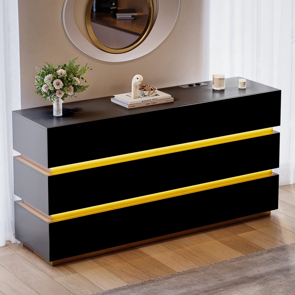 Lumio 1500mm LED 6-Drawer Dresser with Charging Station window image