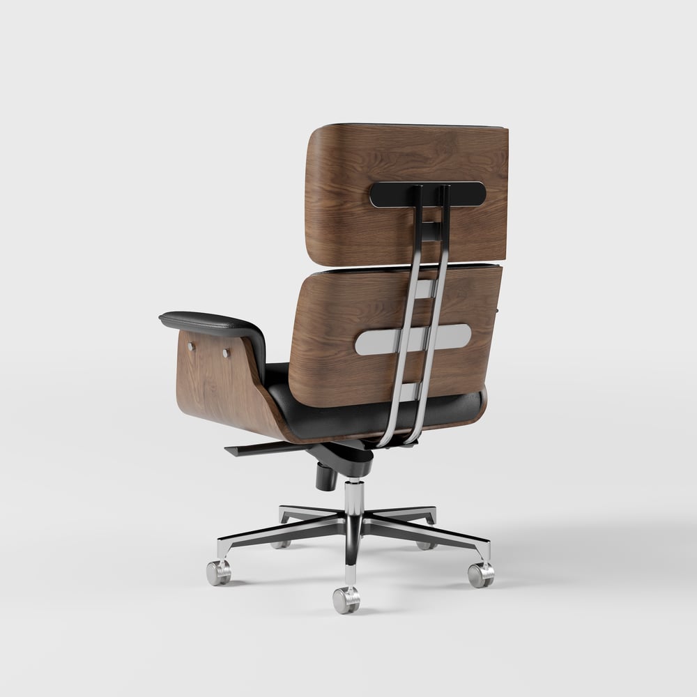 Black Wooden Adjustable Height Swivel Upholstered Desk Chair Home Office window image