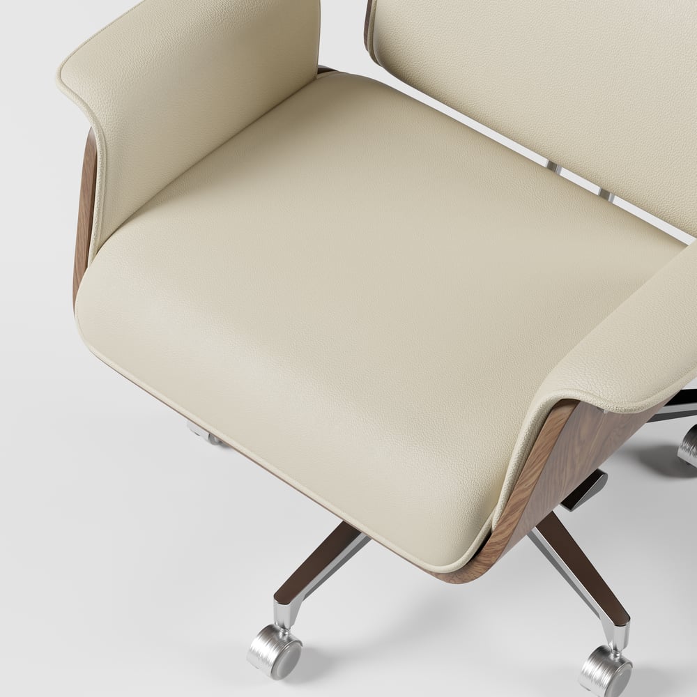 Modern White Standing Computer Desk & Upholstered Swivel Task Chair Set (59.8" ) window image