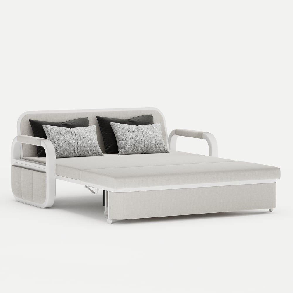 Lněná rozkládací pohovka 2-místná obrázek okna