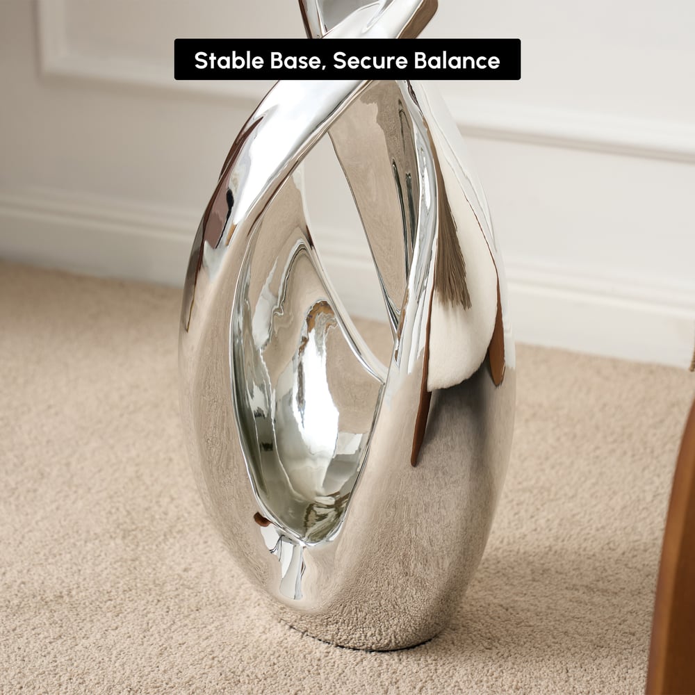 9" x 32" Silver Sculpture with Illuminated Sphere Art Decor window image