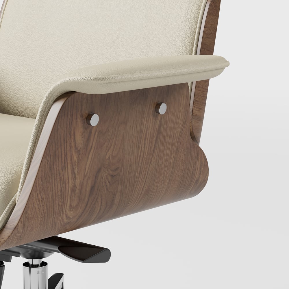 Modern White Standing Computer Desk & Upholstered Swivel Task Chair Set (59.8" ) window image