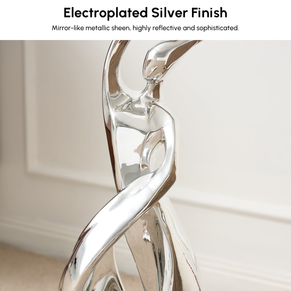 9" x 32" Silver Sculpture with Illuminated Sphere Art Decor window image