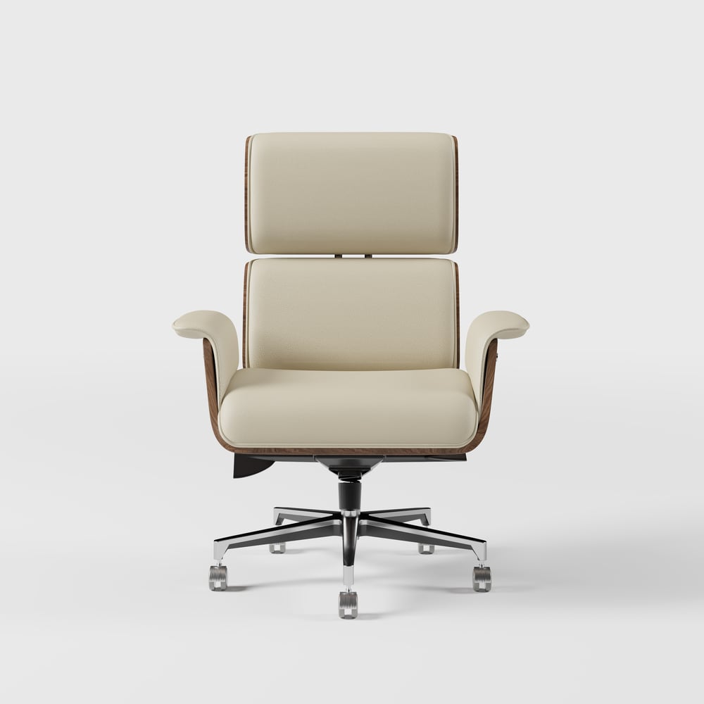 Modern Off White Home Office Chair Upholstered Swivel Task Office Chair High Back window image