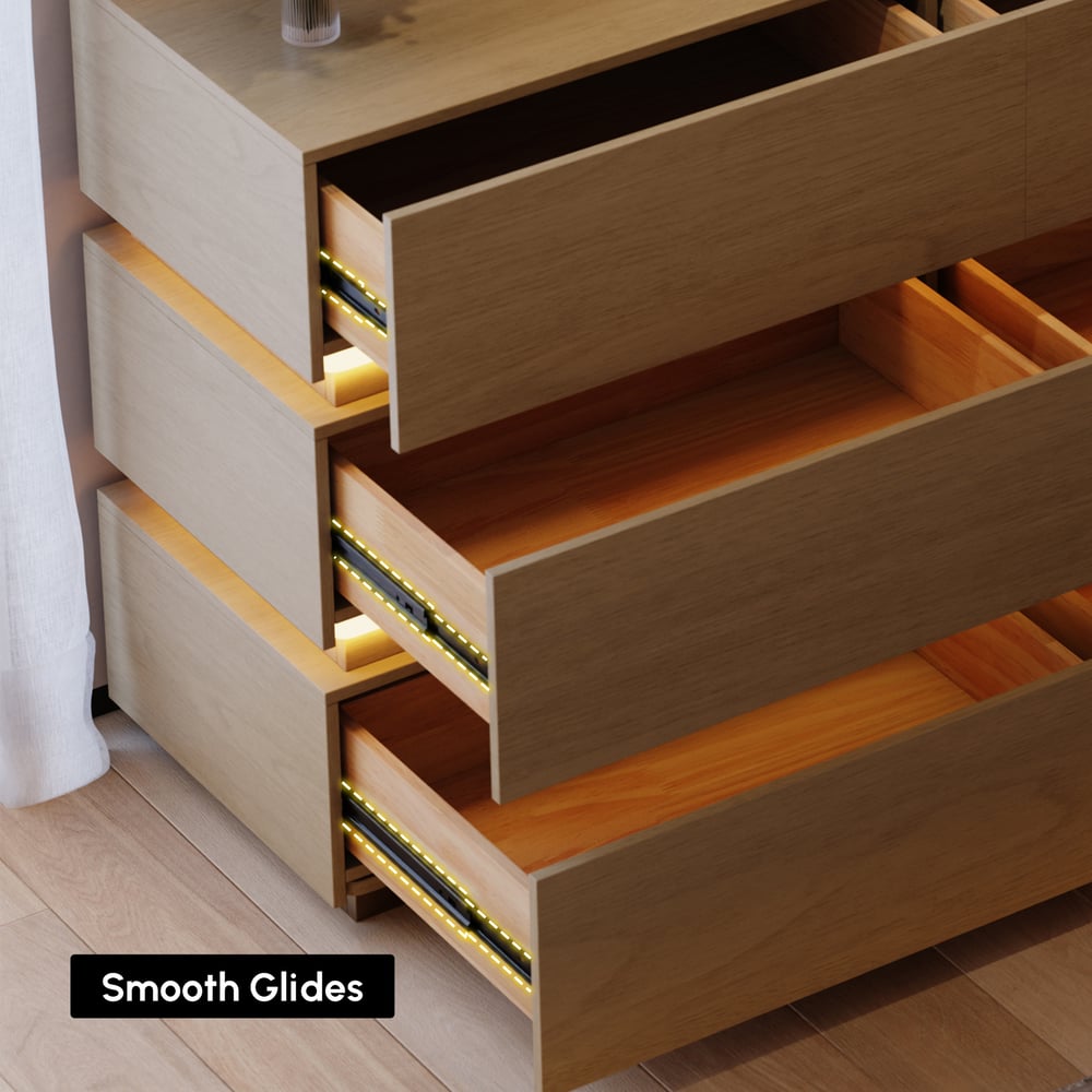 Lumio 59 LED 6-Drawer Dresser with Charging Station window image