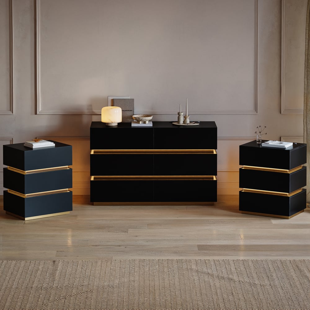 Lumio 1200mm LED 6-Drawer Dresser with Charging Station window image