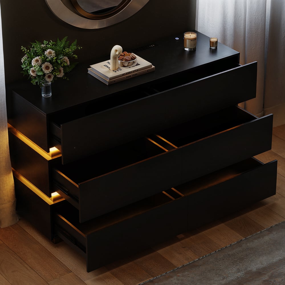 Lumio 1200mm LED 6-Drawer Dresser with Charging Station window image