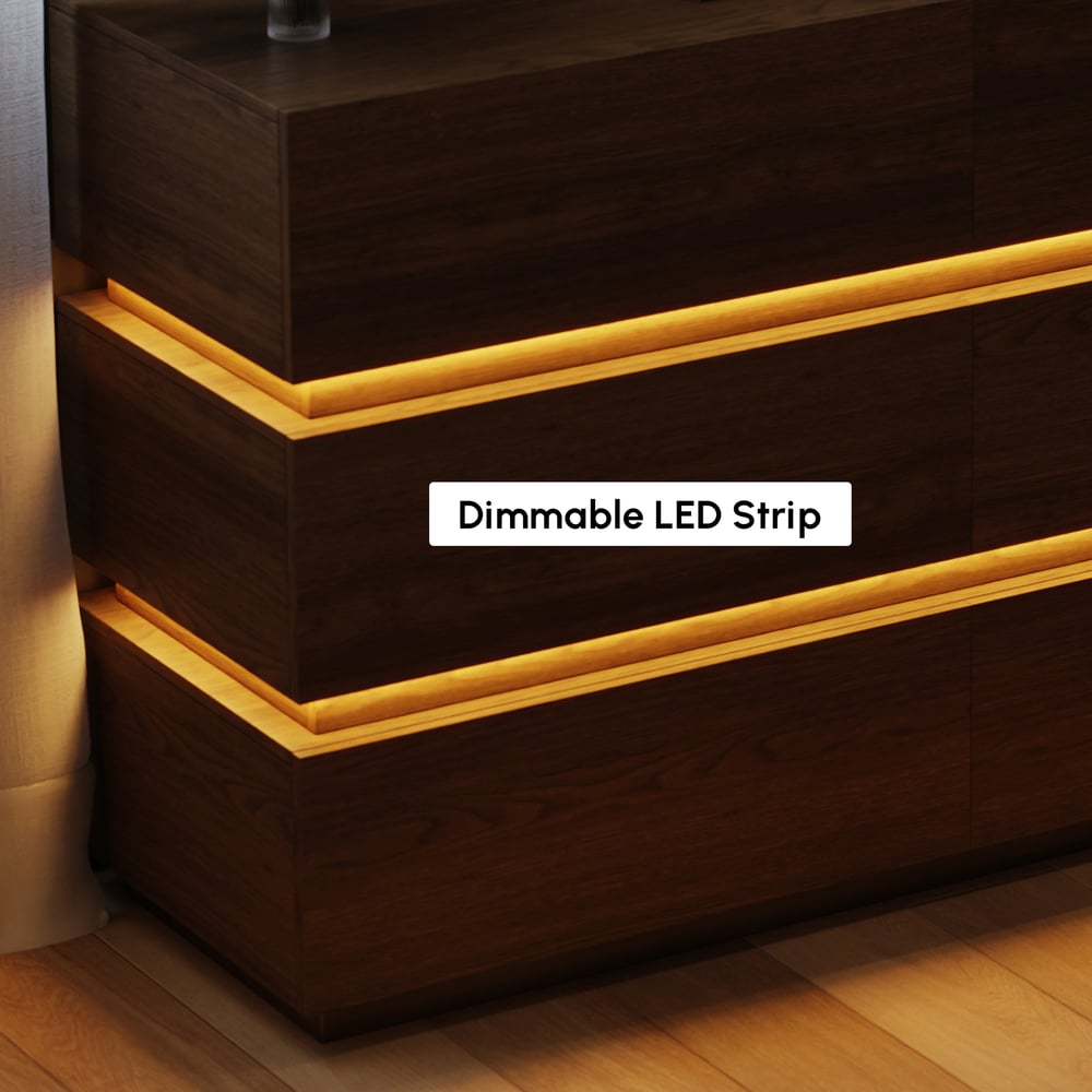 Lumio 1200mm LED 6-Drawer Dresser with Charging Station window image