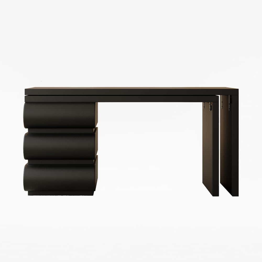 Bureau exécutif en forme de L Humply, style minimaliste moderne, solide, 1520 mm image de fenêtre