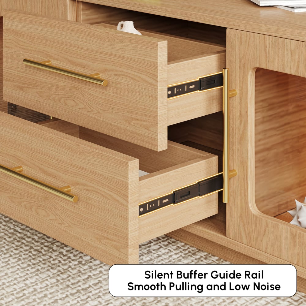 Arune 47" Arched Glass Doors Coffee Table with Storage and LED window image