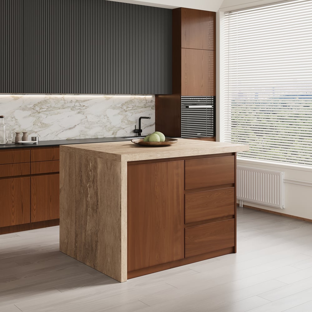 1270mm Modern Style Laminate Kitchen Islands with Ample Storage Space Walnut window image
