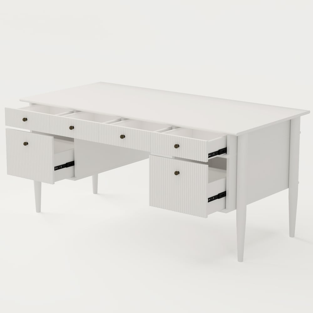 1625mm moderní styl bílý domácí kancelářský stůl se 6 zásuvkami obrázek okna