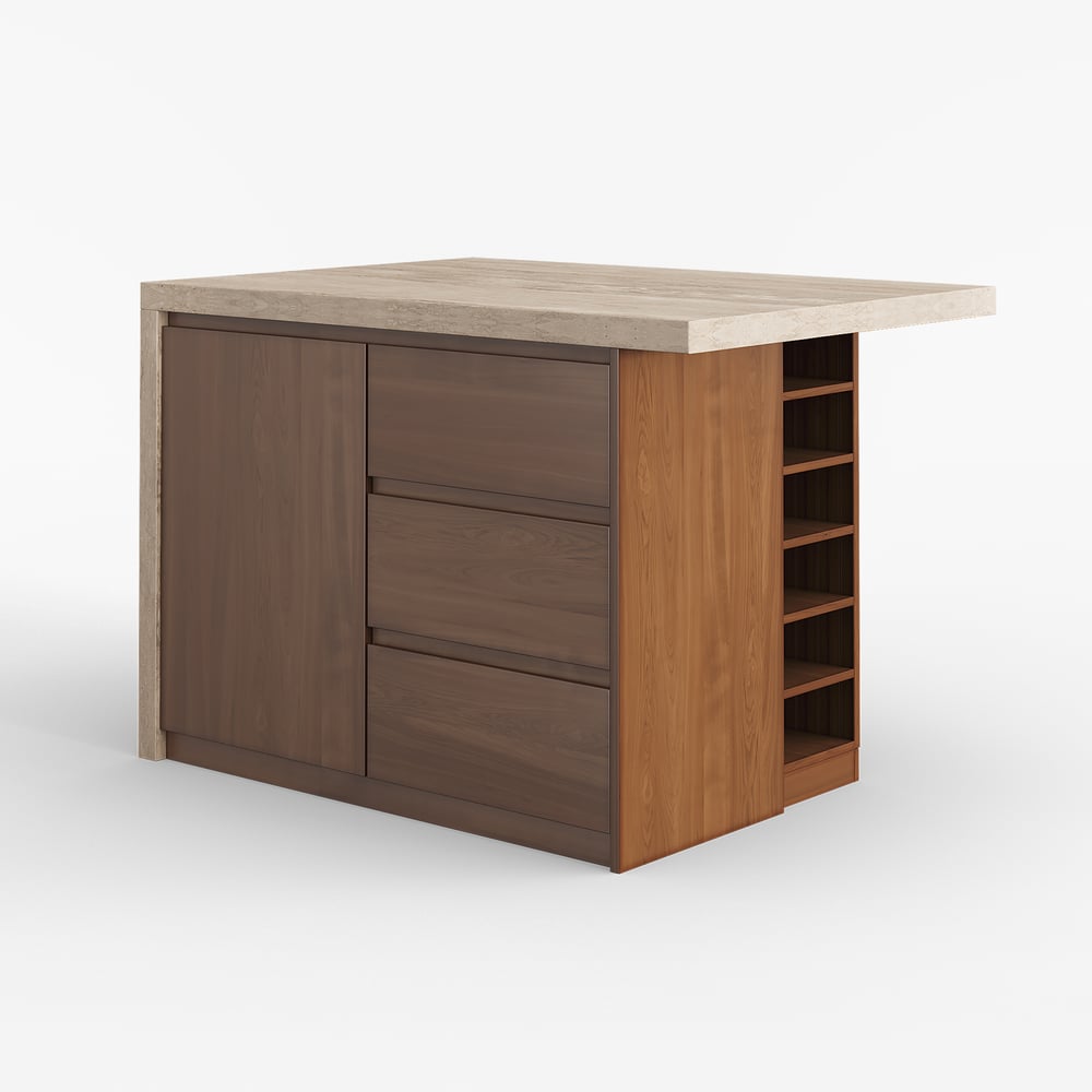 1270mm Modern Style Laminate Kitchen Islands with Ample Storage Space Walnut window image
