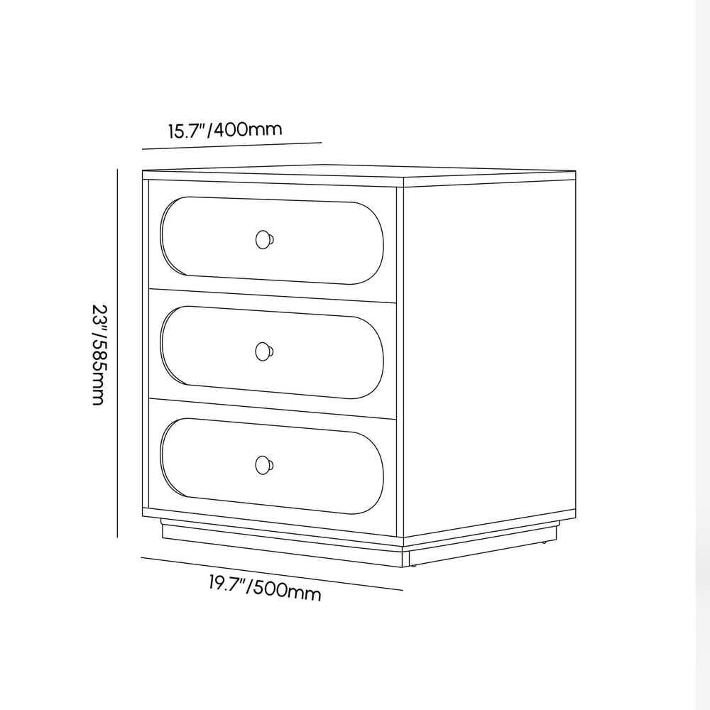 Krila Floating 3-Drawer LED Smart Nightstand with Light weights dimensions image