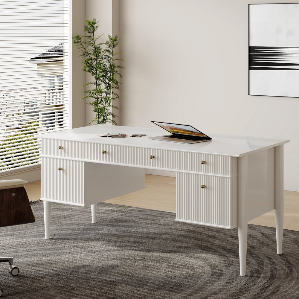1625mm moderní styl bílý domácí kancelářský stůl se 6 zásuvkami obrázek okna