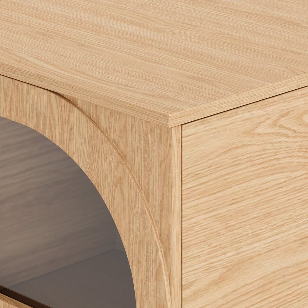 Arune 47" Arched Glass Doors Coffee Table with Storage and LED window image