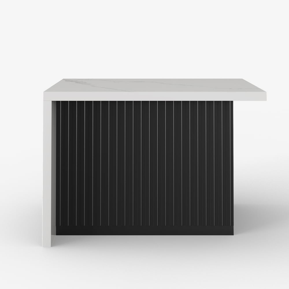 1270mm Kitchen Islands Marble Veneered Top Black Modern with Storage Kitchen Cabinet window image