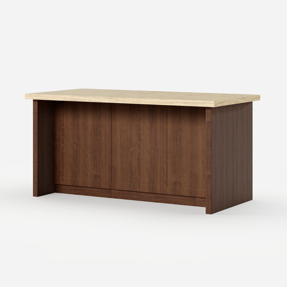 Ilha de cozinha grande de nogueira de 1830 mm com armazenamento Armário de cozinha moderno Imagem da janela