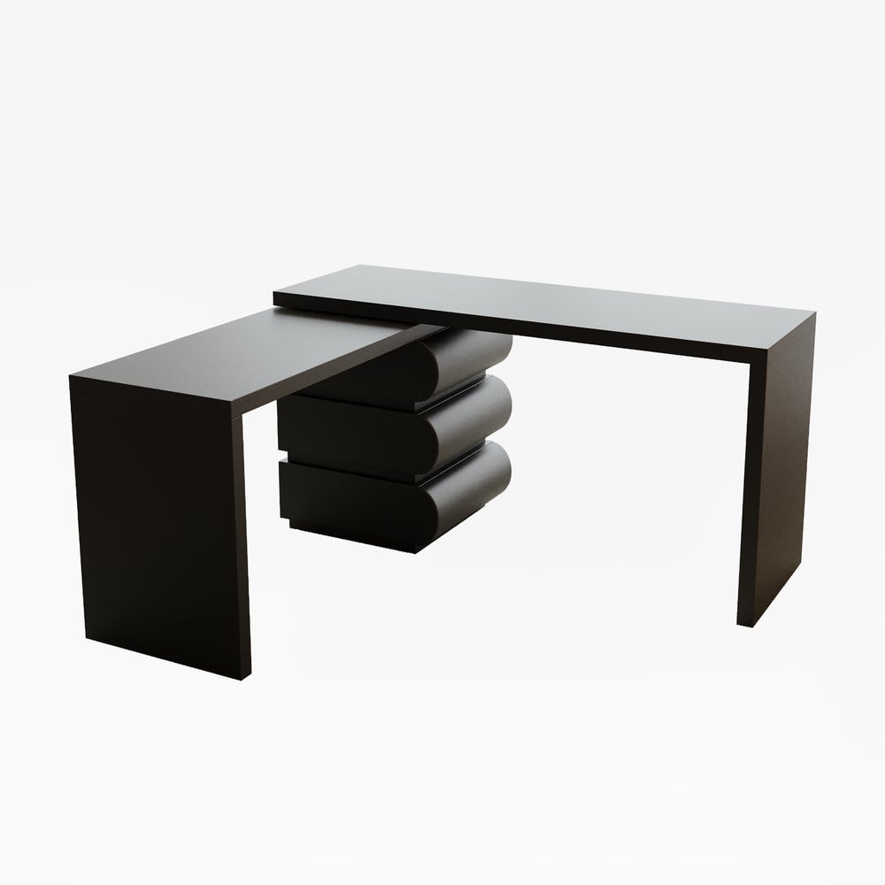 Bureau exécutif en forme de L Humply, style minimaliste moderne, solide, 1520 mm image de fenêtre