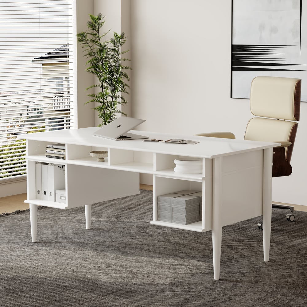 1625mm moderní styl bílý domácí kancelářský stůl se 6 zásuvkami obrázek okna