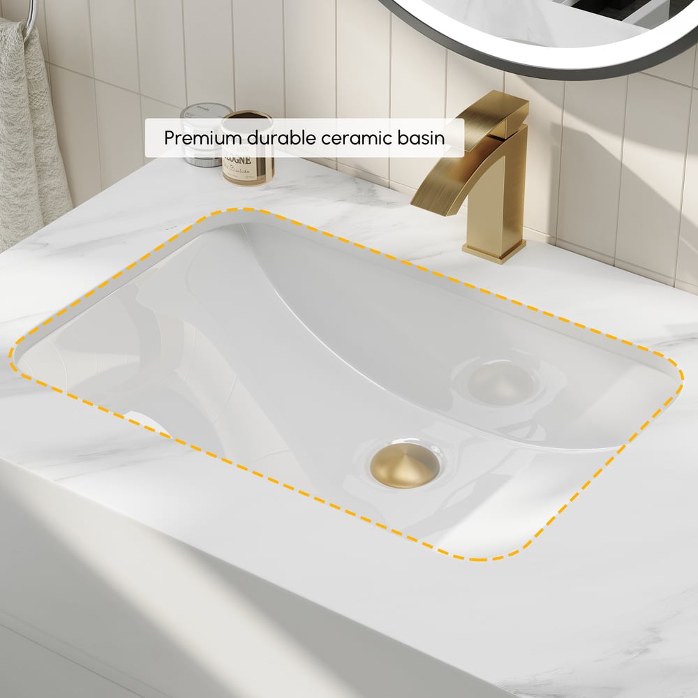 59" Double Sink Bathroom Vanity with Gold Handles – White Modern Floating Vanity window image