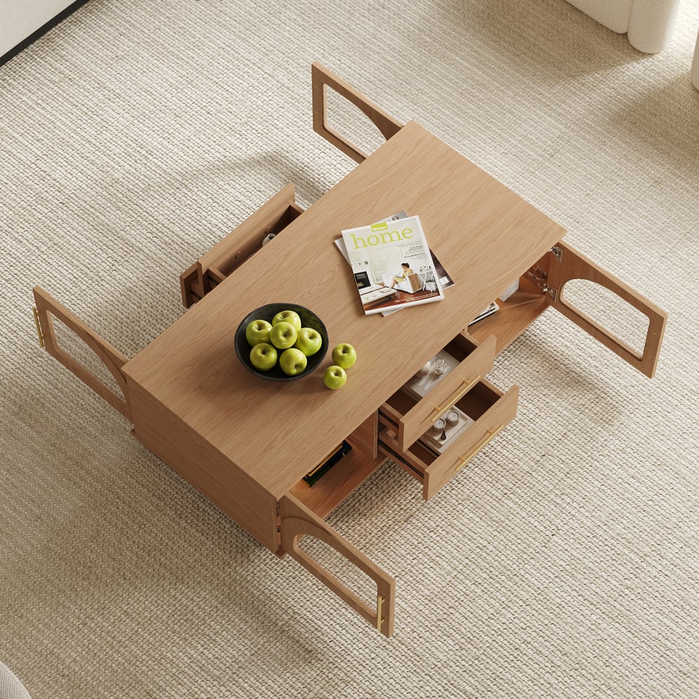 Arune 47" Arched Glass Doors Coffee Table with Storage and LED window image