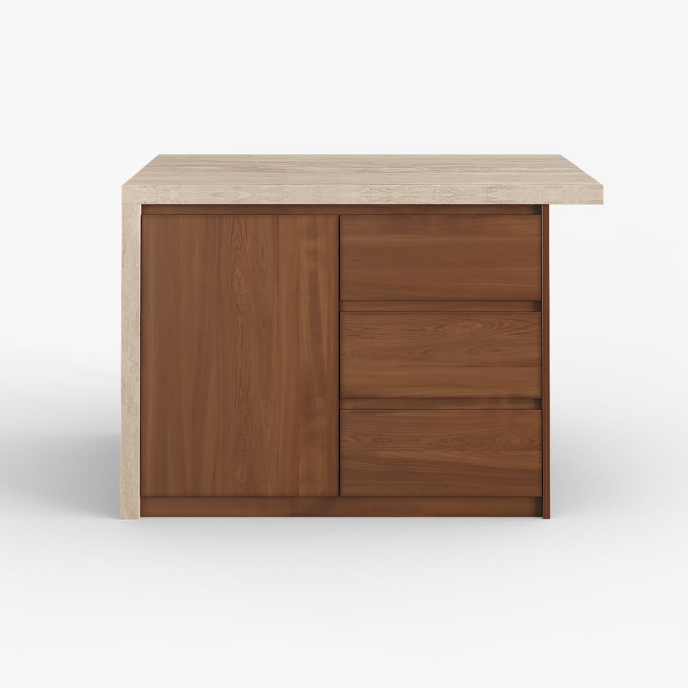 1270mm Modern Style Laminate Kitchen Islands with Ample Storage Space Walnut window image