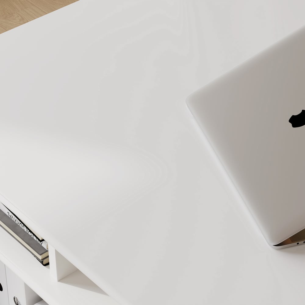 1625mm moderní styl bílý domácí kancelářský stůl se 6 zásuvkami obrázek okna