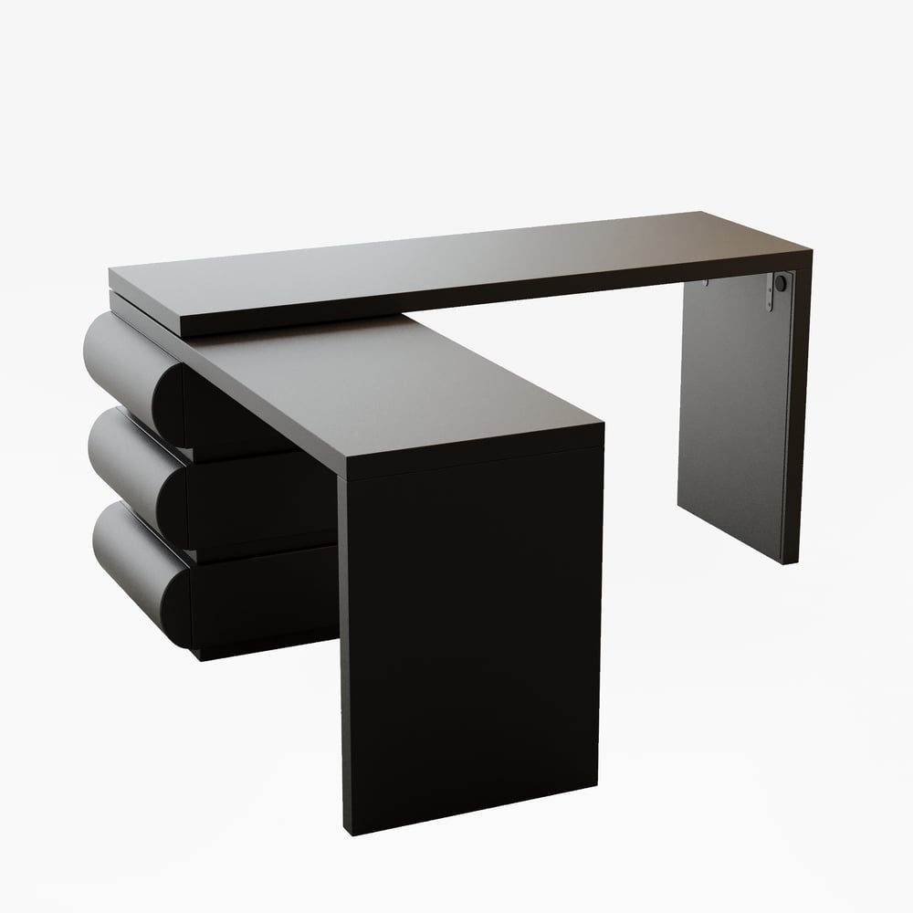 Bureau exécutif en forme de L Humply, style minimaliste moderne, solide, 1520 mm image de fenêtre