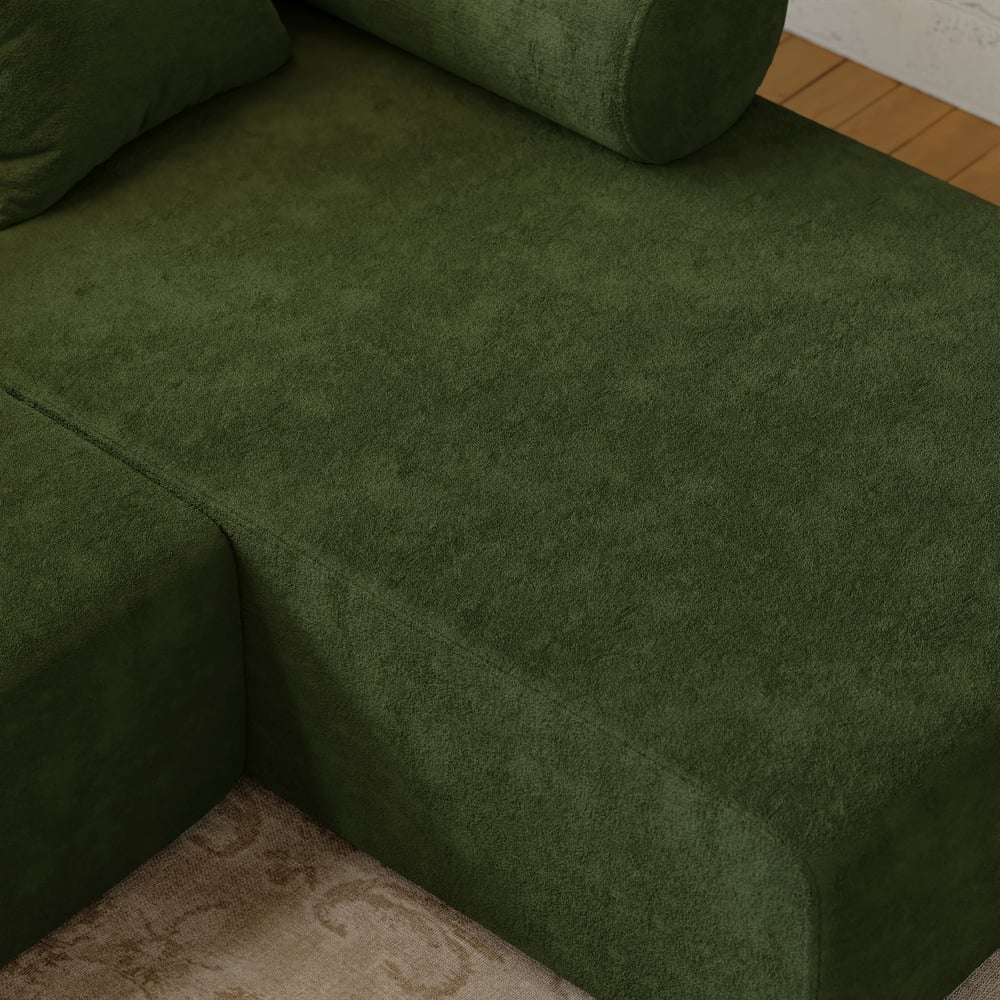 Serene 2800mm 3-Piece Modular Chenille Velvet L-Shaped Sectional Chaise Sofa window image