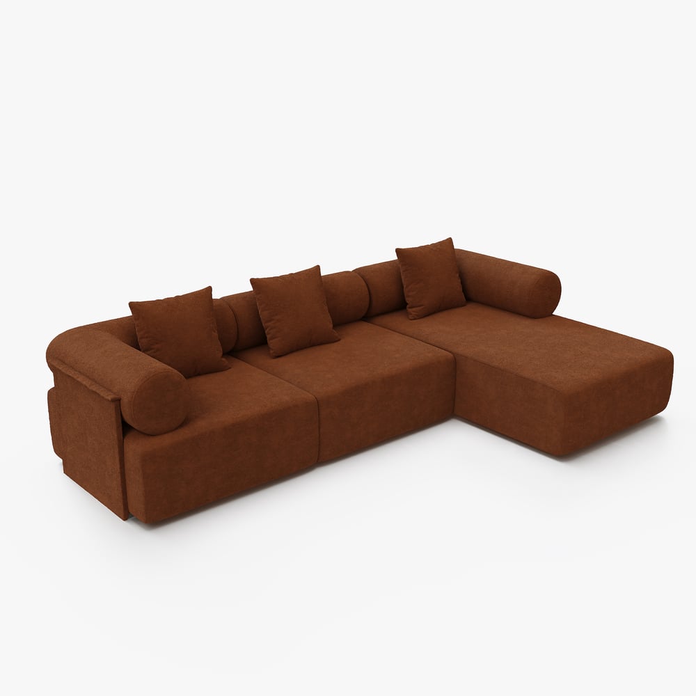 Serene 2800mm 3-Piece Modular Chenille Velvet L-Shaped Sectional Chaise Sofa window image