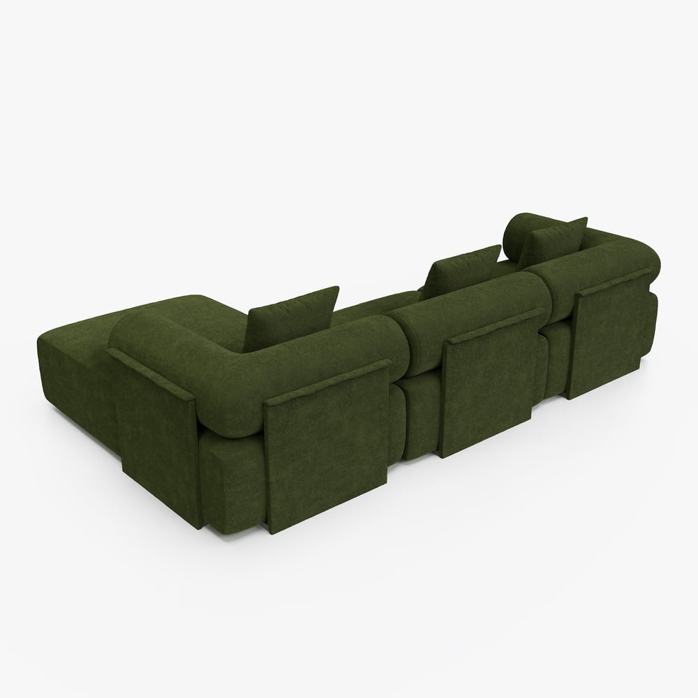 Serene 2800mm 3-Piece Modular Chenille Velvet L-Shaped Sectional Chaise Sofa window image