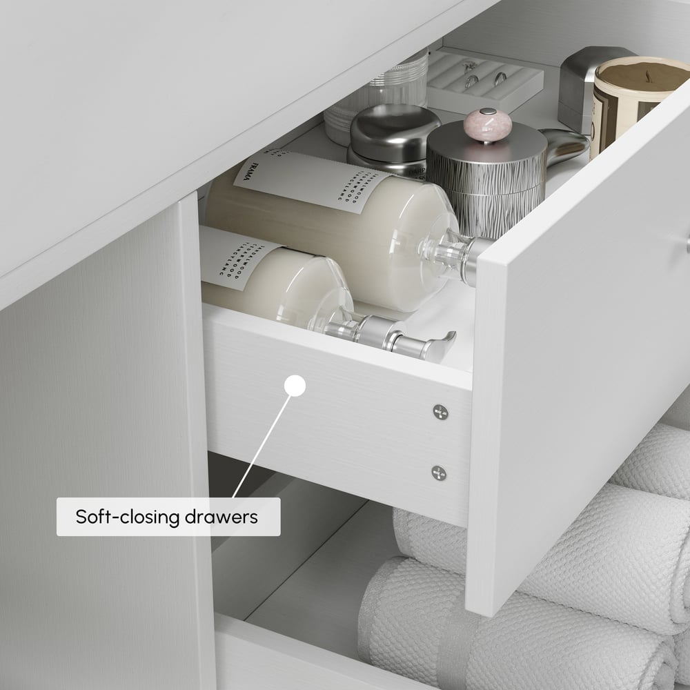 1500mm Double Sink Bathroom Vanity with Silver Handles – White Modern Floating Vanity window image