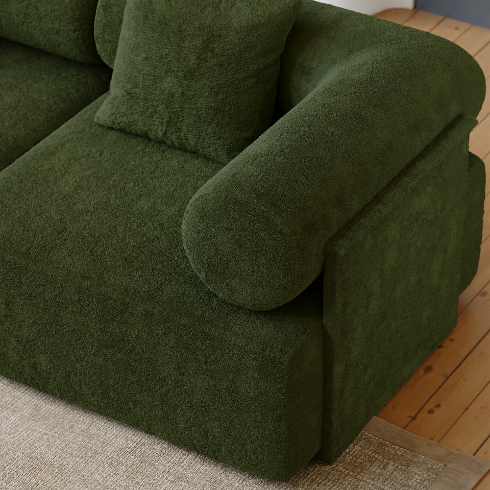 Serene 110" 5-Piece Modular Chenille Velvet L-Shaped Sectional Sofa window image