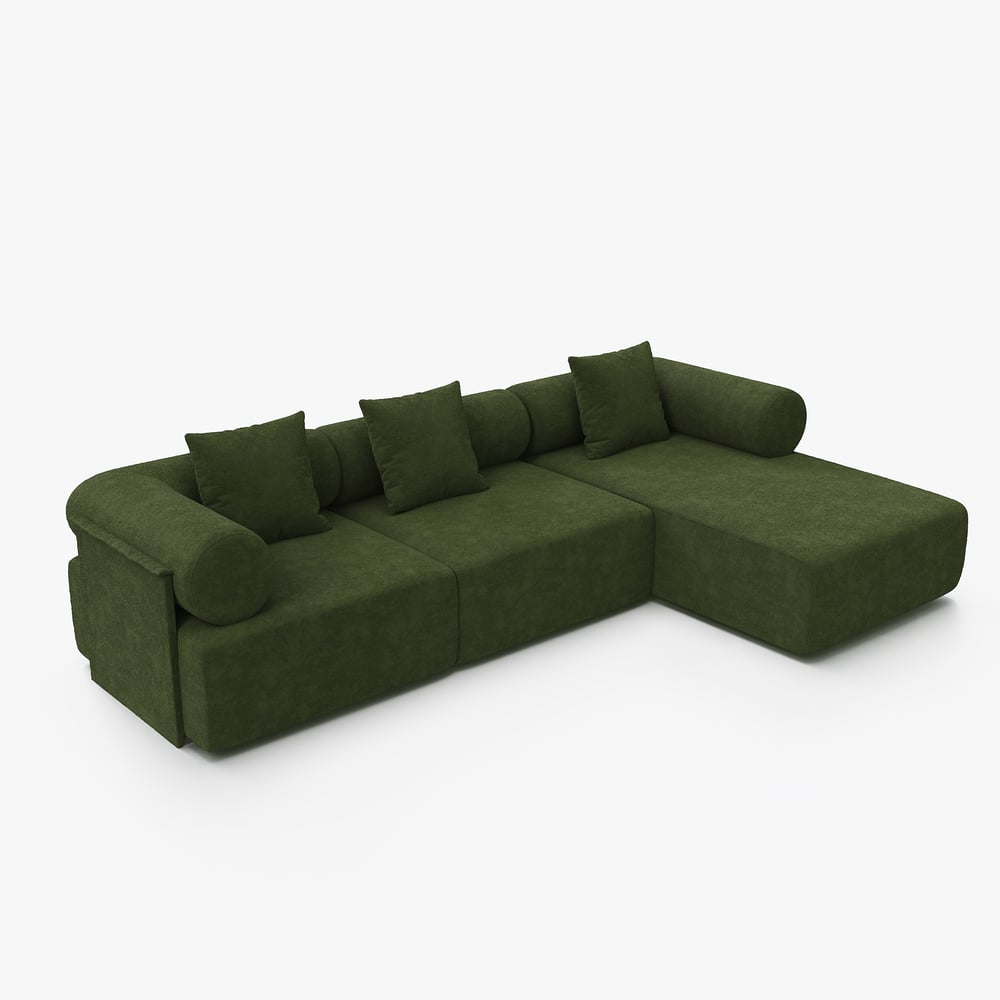 Serene 2800mm 3-Piece Modular Chenille Velvet L-Shaped Sectional Chaise Sofa window image