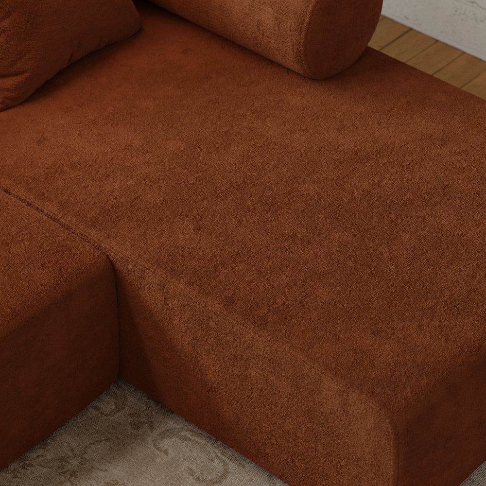 Serene 2800mm 3-Piece Modular Chenille Velvet L-Shaped Sectional Chaise Sofa window image