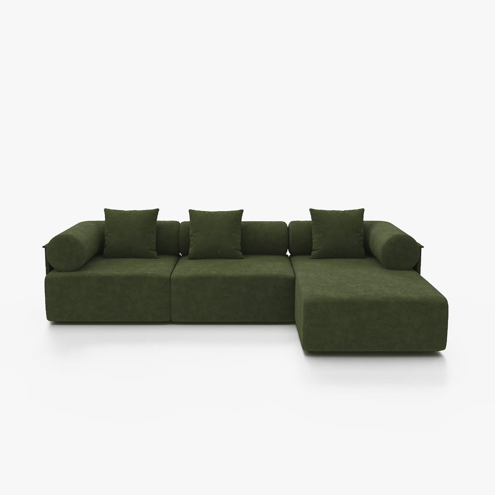 Serene 2800mm 3-Piece Modular Chenille Velvet L-Shaped Sectional Chaise Sofa window image