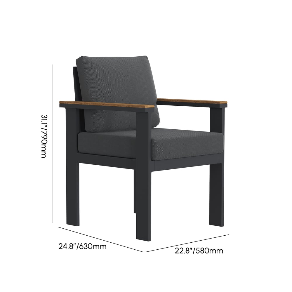 Axis 2 PCS Teak & Aluminum Outdoor Dining Chair with Cushion weights dimensions image