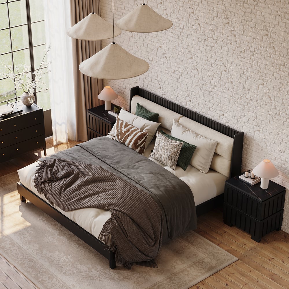 Noční stolek z jasanového dřeva se 2 zásuvkami se slinutým kamenem obrázek okna