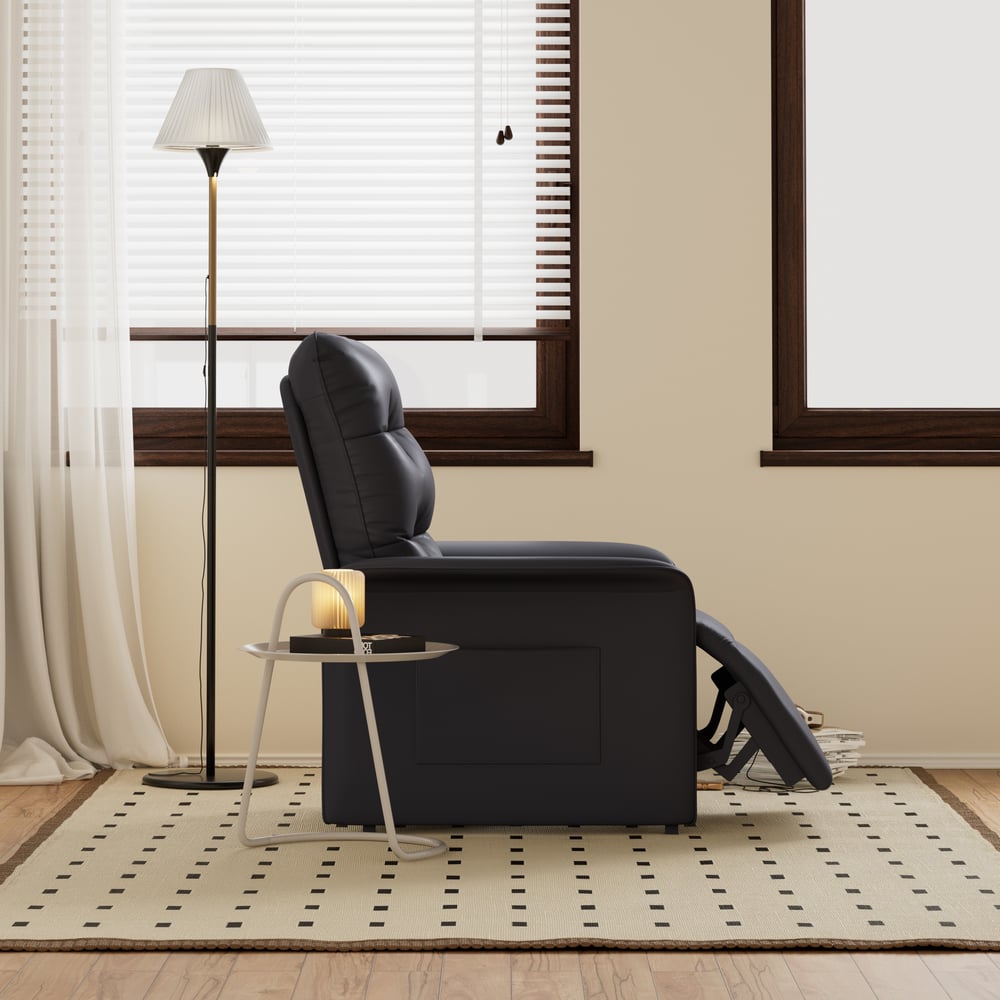 Leather Power Recliner Accent Chair with Side Pocket window image