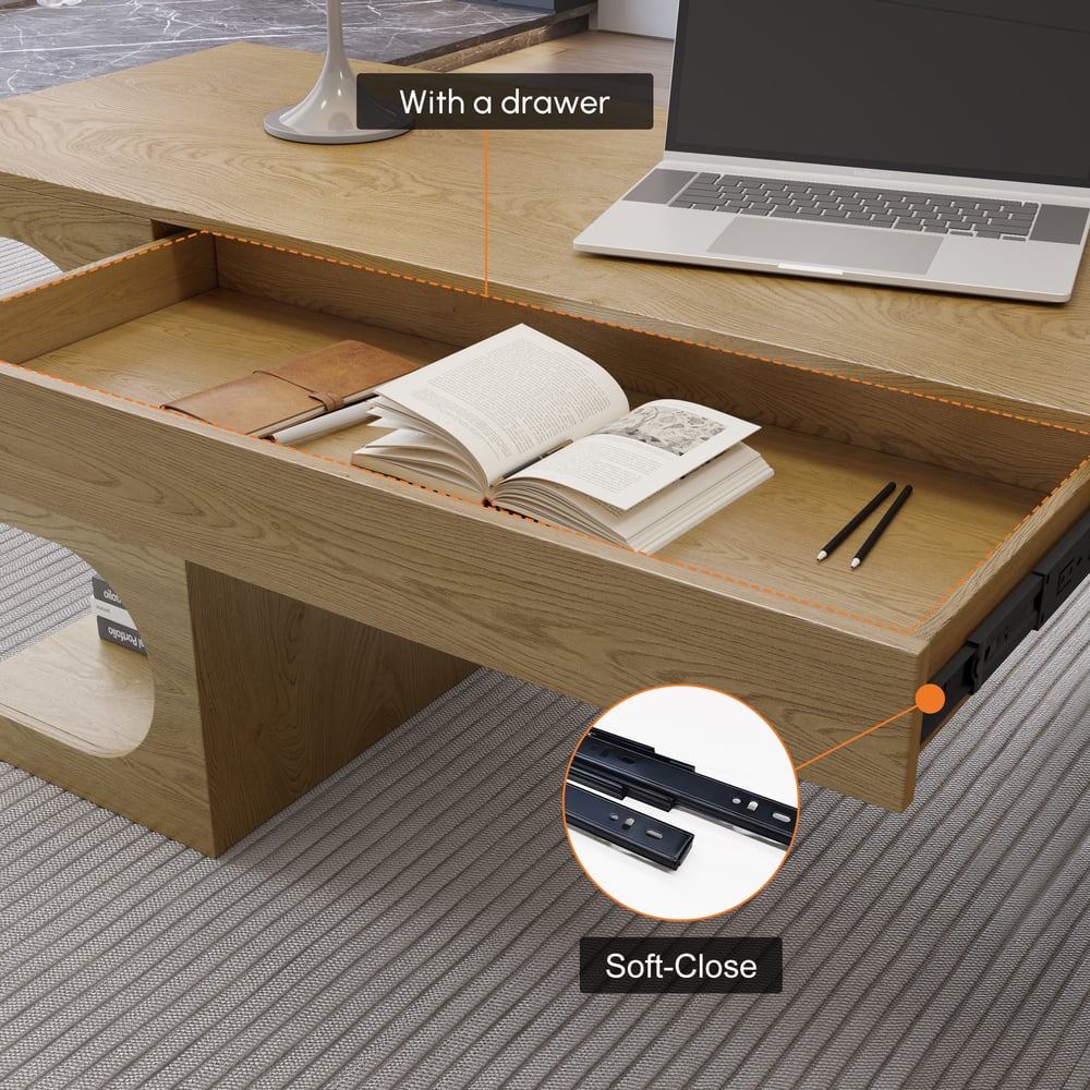 1630mm Modern Natural Writing Desk with 1 Drawer & 4 Open Shelves window image